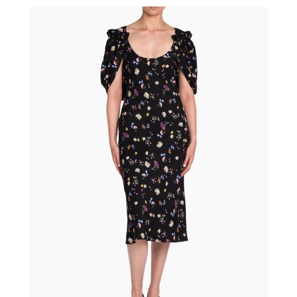 Silk Floral Black Dress